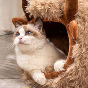 Cat Cave Yak Shaped Warm Pet Bed Cat Caves Indoor Cat Nest Semi-Enclosed Dog Tent Bed With Cover For Indoor And Outdoor Play