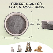 Mewoo Washable Pet Bed For Small Dogs & Cats - 23x23x7 Inch Orthopedic Dog Bed With Non-Slip Bottom, Plush Round Bed For Puppies & Indoor Kittens, Grey