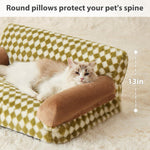 Load image into Gallery viewer, Cat Couch Bed And Dog Couch Bed Pet Couch Bed For Small Pet Cute Dog Sofa Bed Cat Sofa Pet Sofa With Non-Slip Bottom Checkered Dog Bed With Washable Cover
