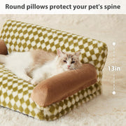 Cat Couch Bed And Dog Couch Bed Pet Couch Bed For Small Pet Cute Dog Sofa Bed Cat Sofa Pet Sofa With Non-Slip Bottom Checkered Dog Bed With Washable Cover