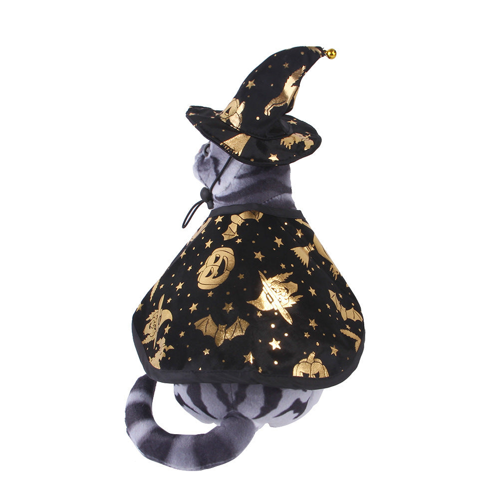 Halloween print wizard cloak suit pet dog cat hat suit