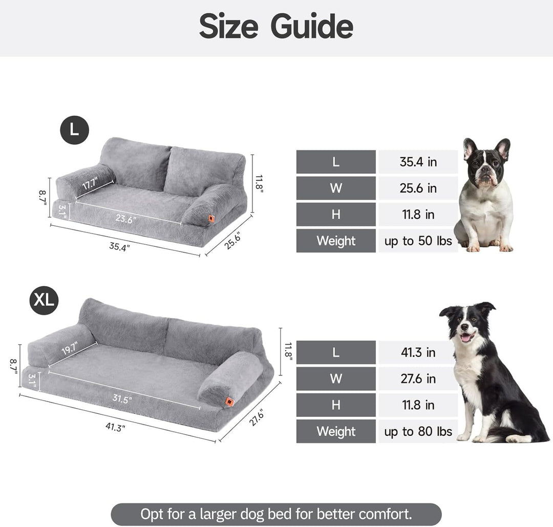 MEWOOFUN Orthopedic Dog Bed For Medium Dogs - Waterproof Pet Sofa With Supportive Foam, 35.4x25.6x11.8 Inch Washable Cover & Non-Slip Bottom, Grey