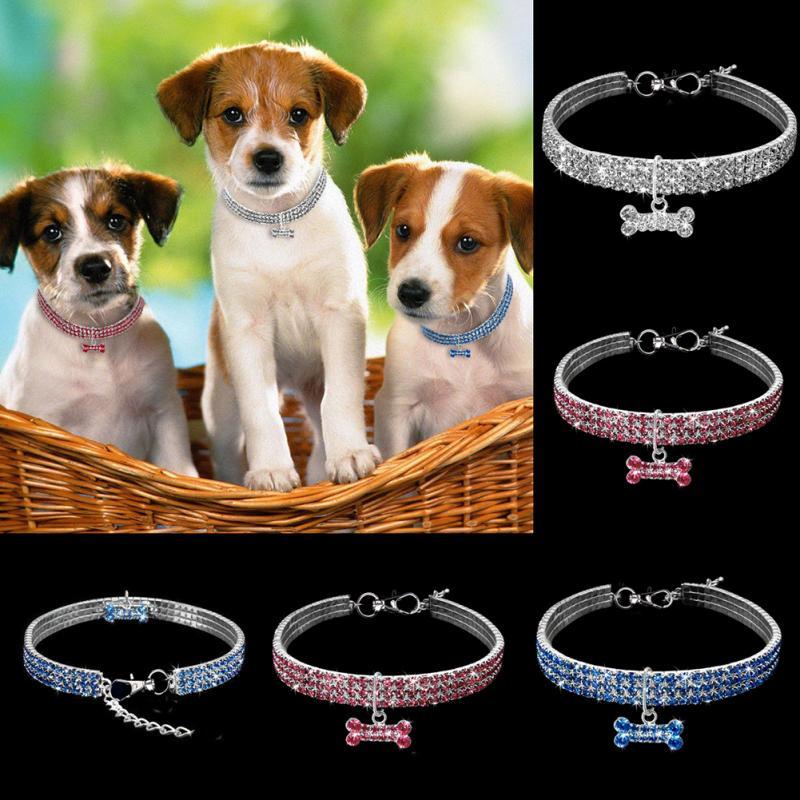 Bling rhinestone dog collar crystal puppy chihuahua pet dog collars leash for small medium dogs cats