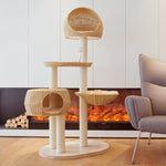 Load image into Gallery viewer, Integrated Multi Layer Solid Wood Cat Tree
