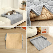 Corduroy Pet Dog Cat Bed Blanket Mat With Neck Pillow Thicken Soft Dog Bed Pad Calming Nest Couch Sofa Bed For Home Car Outdoor