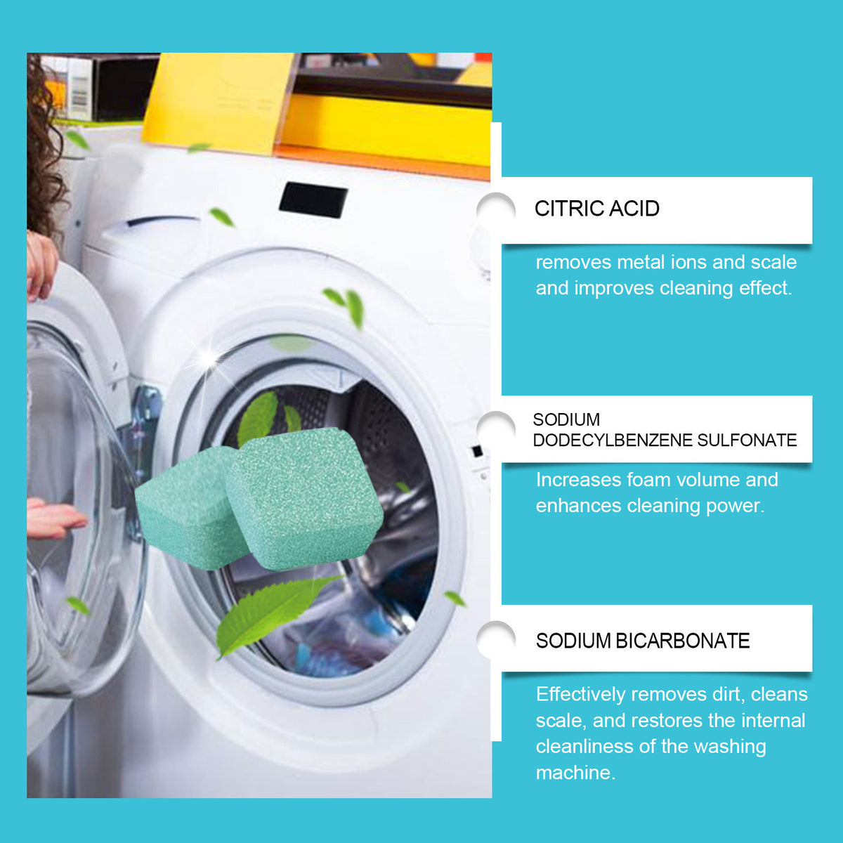 Cleaning washing machine tank household roller pulsator cleaning stain removal descaling