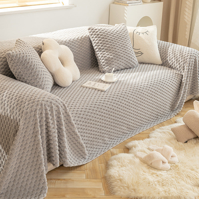 Winter plush anti cat scratch sofa cover cloth