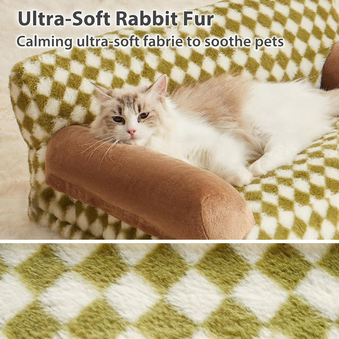 Cat Couch Bed And Dog Couch Bed Pet Couch Bed For Small Pet Cute Dog Sofa Bed Cat Sofa Pet Sofa With Non-Slip Bottom Checkered Dog Bed With Washable Cover
