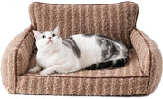 Mewoo Orthopedic Cat Couch For Indoor Cats - 26x19x11.8 Inch Pet Bed With Removable Washable Cover & Non-Slip Bottom, Small Dog Bed For Puppies, Brown
