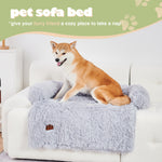 Load image into Gallery viewer, Dog Couch Bed Mat - Fluffy Plush Dog Sofa Bed With Blancket ,Pet Furniture Protector With Removable Washable Cover For Medium And Large Dogs, For Indoor, Outdoor, And Car Use
