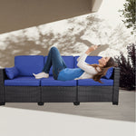 Load image into Gallery viewer, 3-Seat Patio Wicker Sofa, Outdoor Rattan Sectional Couch Furniture Steel Frame With Furniture Cover Non-Slip Cushion
