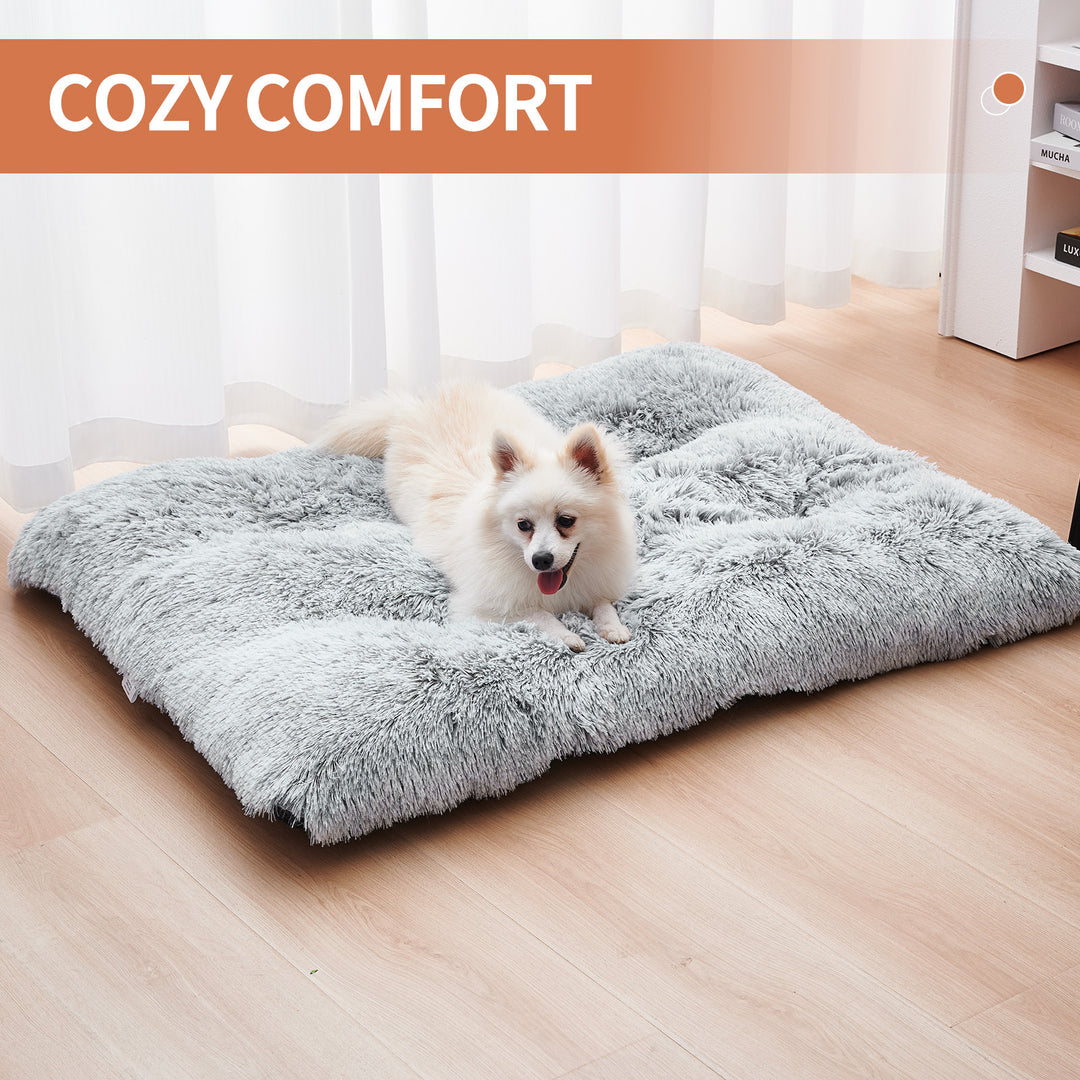 Fluffy Dog Crate Pad, Plush Faux Fur Dogs Bed For Dogs, Calming Anti Anxiety Cat Bed For Crate, Soft Warm Dog Crate Mat Non Slip Bottom