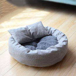 Dog Bed For Small Dogs Sleeping Mat Soft Cat House Round Short Plush Nest Kitten Puppy Chihuahua Bed With Pillow Dog Supplies