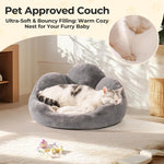 Load image into Gallery viewer, MEWOOFUN Cat Bed And Small Dog Bed, Fluffy Dog Bed Washable Cat Couch Bed, Cute Cat Bed For Indoor Cats, Flower Cat Sofa Bed With Non Slip Bottom, Pet Bed For Puppy And Kitten Grey, 23
